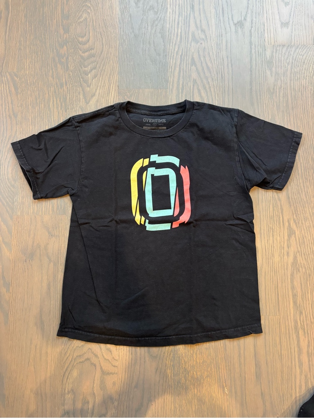 Overtime Kids' Black Short Sleeve Tee with Multicolor Logo